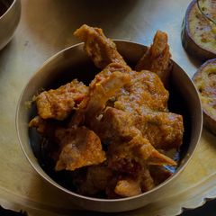 A picture of Kosha Mangsho or Slow cooked mutton for Dol Purnima.