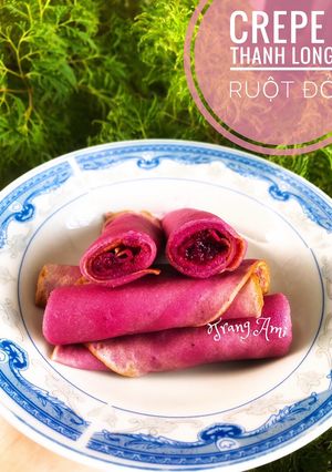 Hình của món Ăn dặm - Bánh crepe thanh long ruột đỏ.