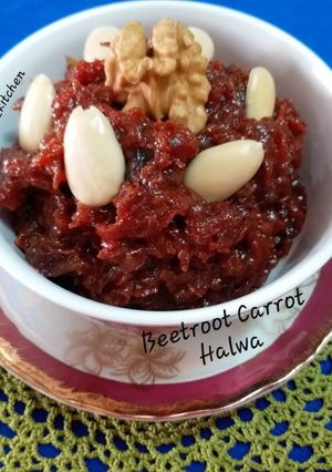 A picture of Beetroot Carrot Halwa.