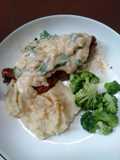 Chicken steak creamy bayam + mashed potato