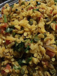 A picture of Moong daal poha with veggies.