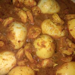 A picture of Prawn egg curry Chennai style.