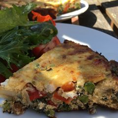 A picture of Pea, feta and kale frittata.