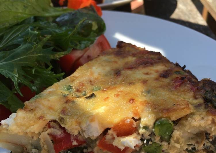 Recipe of Quick Pea, feta and kale frittata