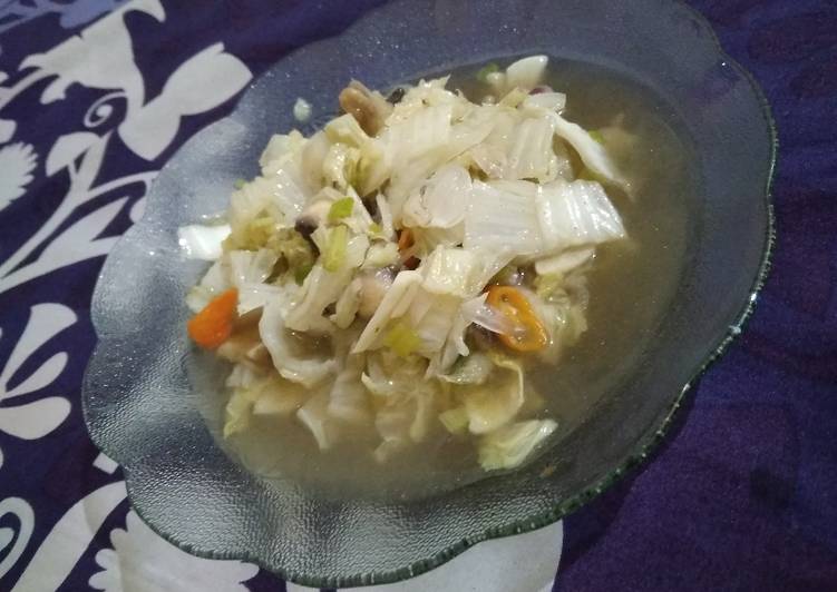 Tumis sawi putih jamur kancing icha