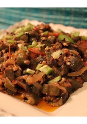 A picture of Achari Bhindi - Okra.