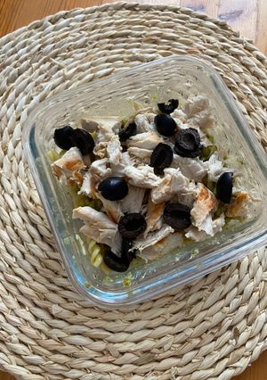 Une photo de Salade de pâtes poulet pesto