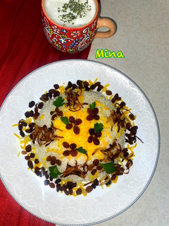 عکسی از دستور کته کشمشی و پیاز