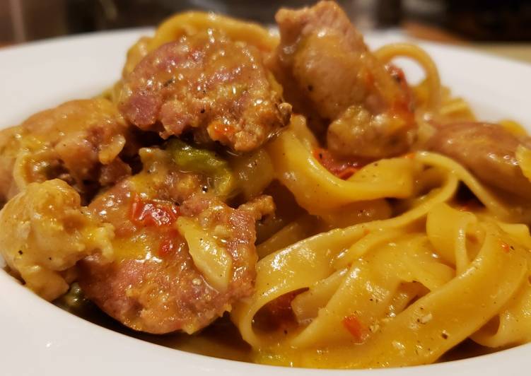 Steps to Make Any-night-of-the-week Chicken and Sausage Cajun Pasta