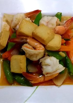 รูปของ กุ้งเต้าหู้ ผัดถั่วลันเตา
