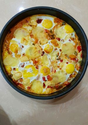 صورة لوصفة بطاطا وخضر بالبيض