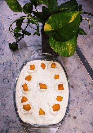 A picture of Mango Pudding Delight 3 layered.