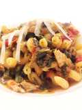 Riccioli con ragù di sgombro, cime di rape e ricotta salata