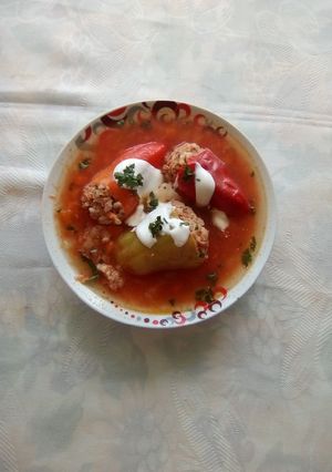 O poză a rețetei Supă de ardei umpluți.