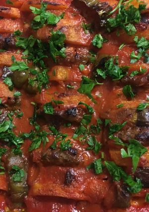 A picture of Eggplant with Kofta.