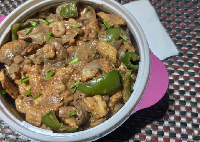 Vegetables saute in creamy peri peri sauce