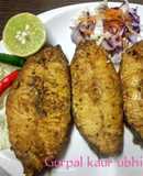 Simple Masala fried fish with Rainbow crunch salad