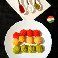 A picture of Tricolour Rava Appe.