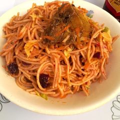 A picture of Beetroot Stirfried Pasta.
