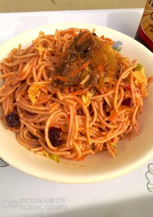A picture of Beetroot Stirfried Pasta.