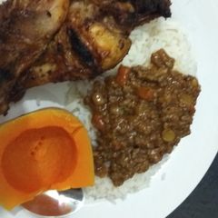 A picture of Rice and mince.