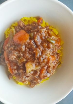 A picture of Mince and Rice.