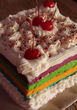 Foto resep Rainbow cake (kukus)
