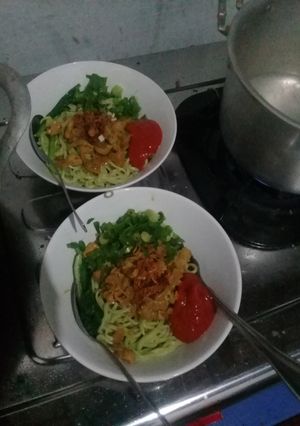 Foto resep Mie Ayam hijau homemade No MSG