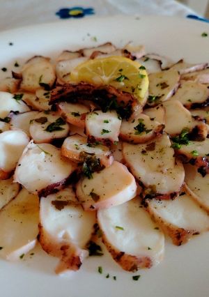 A picture of Squid Tentacle Carpaccio.