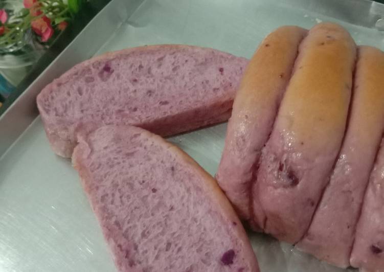 Roti sisir Ubi ungu (eggless / tanpa telur)