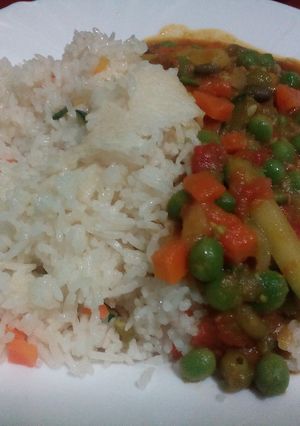 A picture of White Rice with vegetables#vegetable contest.