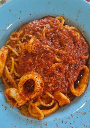 Una foto de Spaghetti con calamares