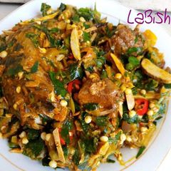 A picture of Fresh okro with ugba.