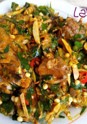 A picture of Fresh okro with ugba.