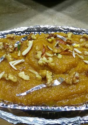 A picture of Pumpkin or suji ka halwa #foodies&friends.