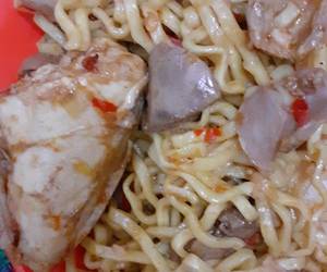 Resep Mudah Oseng oseng Mie jeroan ayam saus tiram Enak Sederhana