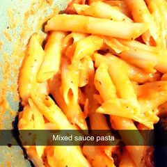 Mixed sauce pasta A picture of Mixed sauce pasta.