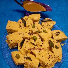 A picture of Microwave Dhokla/ No Fire Dhokla.