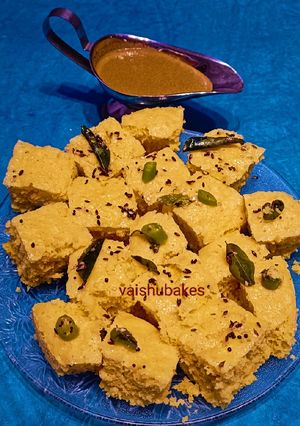 A picture of Microwave Dhokla/ No Fire Dhokla.