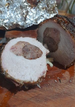 Una foto de Lomo de cerdo relleno con papas al horno