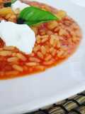 Risotto con sugo alla bolognese, patate e straciatella