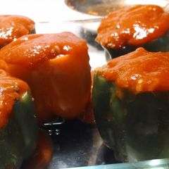 A picture of Becks Stuffed Peppers.