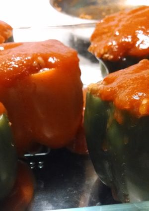 A picture of Becks Stuffed Peppers.