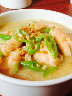 A picture of Creamy Salmon Asparagus Soup.
