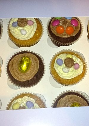 A picture of Easter box of cupcakes.