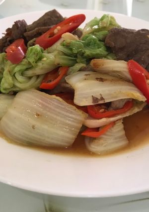 Foto resep Tumis sawi putih & daging sapi