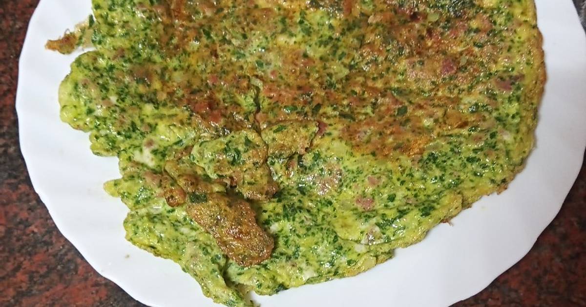 Tortilla de espinacas, jamón serrano y cebolla Receta de Ariel