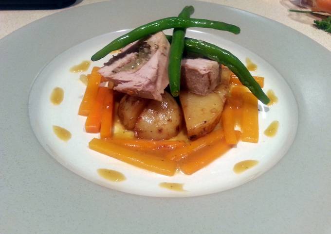 Step-by-Step Guide to Make Homemade Pork and apple spiral with glazed carrots