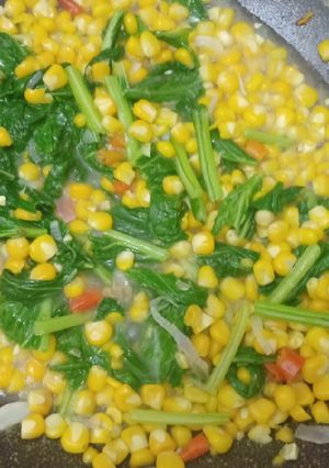 Foto resep Tumis Jagung, Sawi Hijau