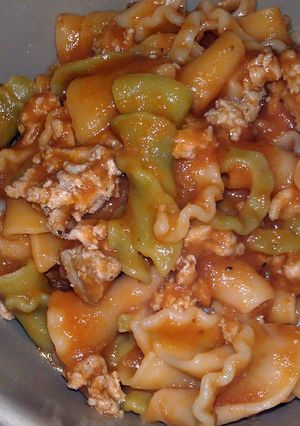 A picture of pasta with homemade sauce.